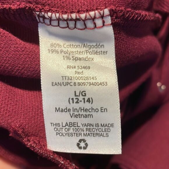 Time and Tru Lg (12-14) Burgundy Swear Pants with Pockets - Picture 7 of 7